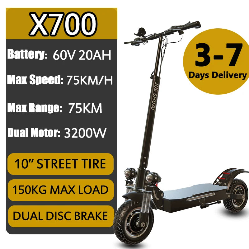 100KM Long Range Electric Scooter 48V-72V Lithium Battery Foldable Scooter