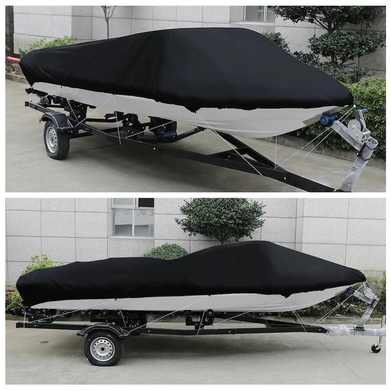 190T Oxford Fabric 11- 22FT Trailerable Yacht Barco Boat Cover Waterproof Anti-UV Marine Trailerable V-shape Canvas Boat Cover