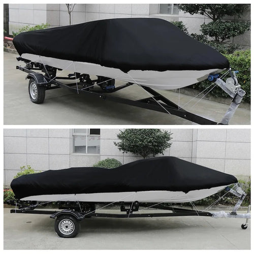 190T Oxford Fabric 11- 22FT Trailerable Yacht Barco Boat Cover Waterproof Anti-UV Marine Trailerable V-shape Canvas Boat Cover