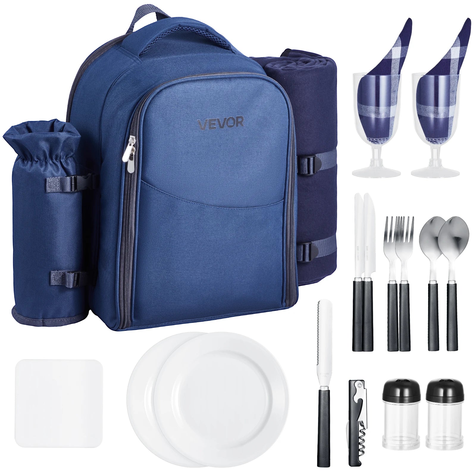 VEVOR Picnic Backpack Bag Lightweight Blanket, Plates, Cutlery