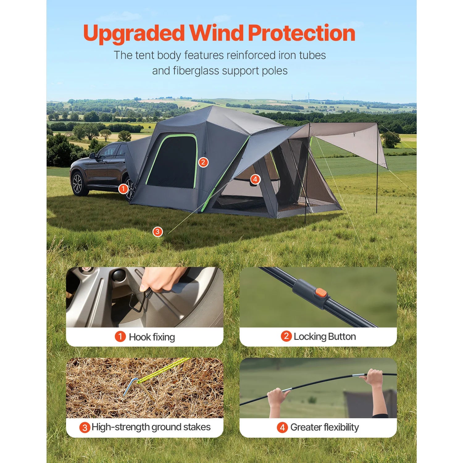 SucceBuy SUV Tent for Camping Waterproof PU2000mm