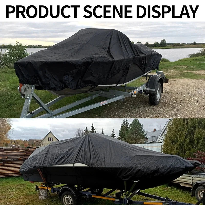 190T Oxford Fabric 11- 22FT Trailerable Yacht Barco Boat Cover Waterproof Anti-UV Marine Trailerable V-shape Canvas Boat Cover
