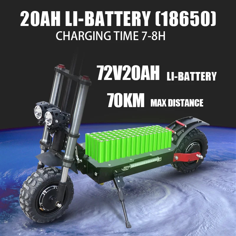 100KM Long Range Electric Scooter 48V-72V Lithium Battery Foldable Scooter