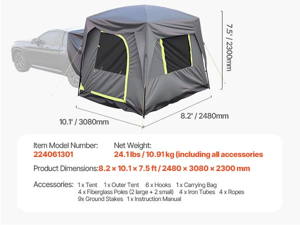 SucceBuy SUV Tent for Camping Waterproof PU2000mm
