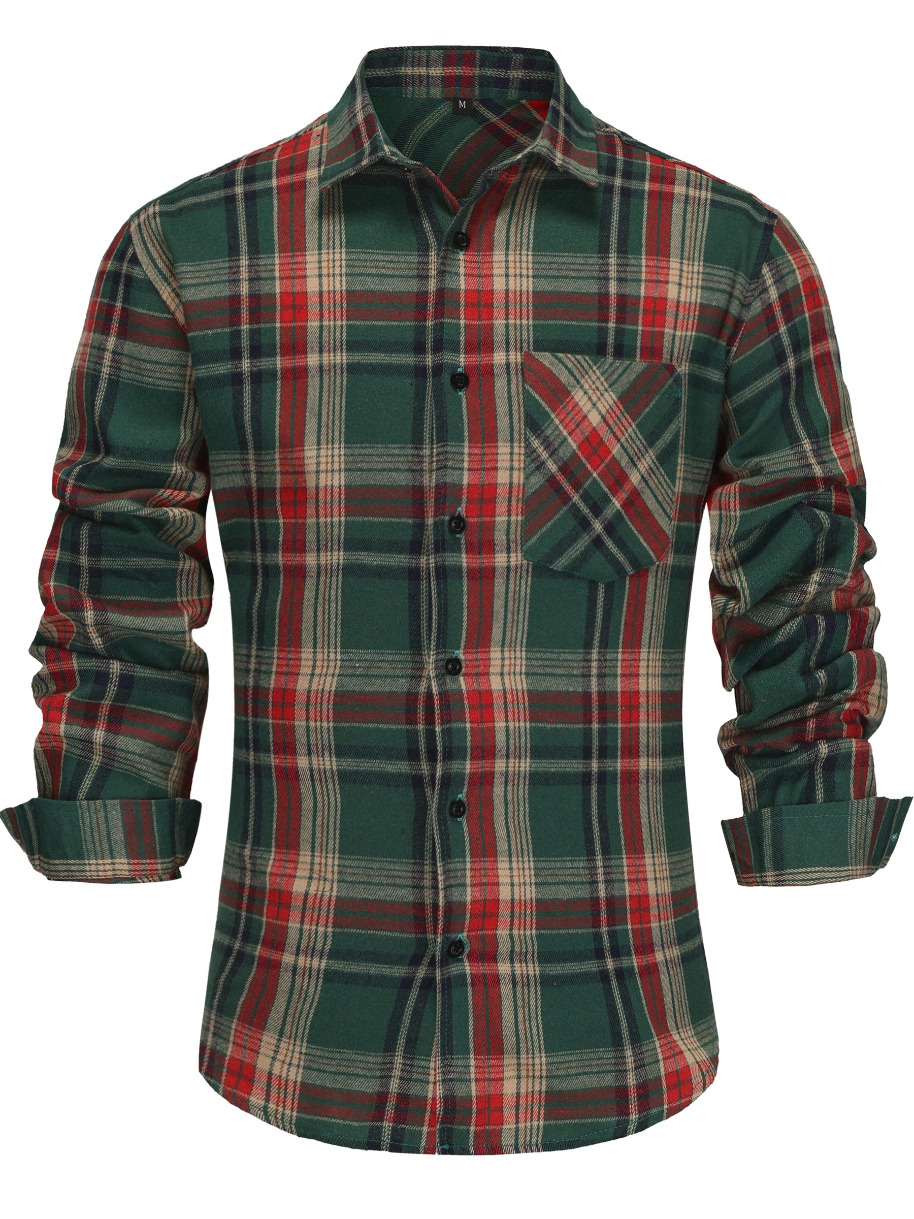 Pure Cotton Men's Plaid Shirt Long Sleeve