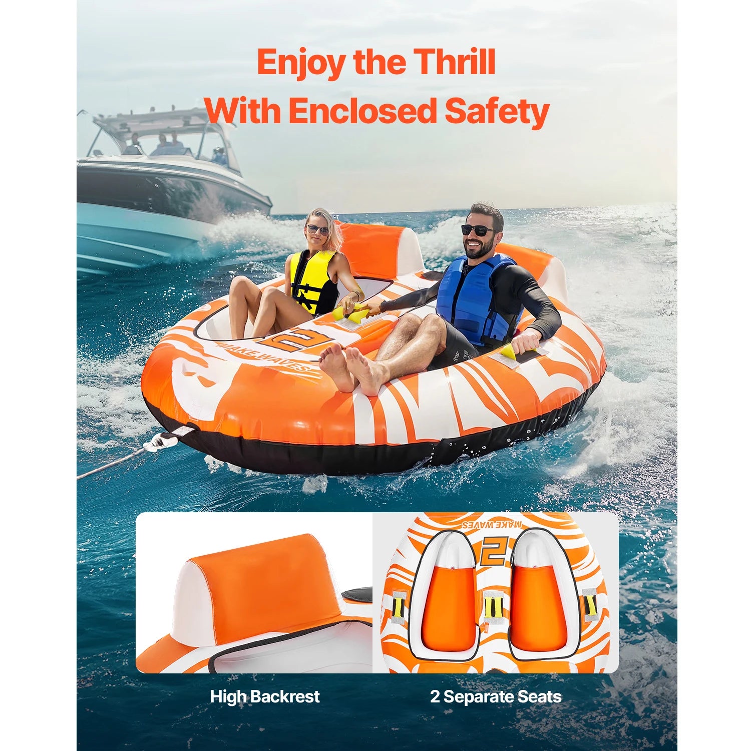 SucceBuy Towable Tubes for Boating 2Person Inflatable Boat