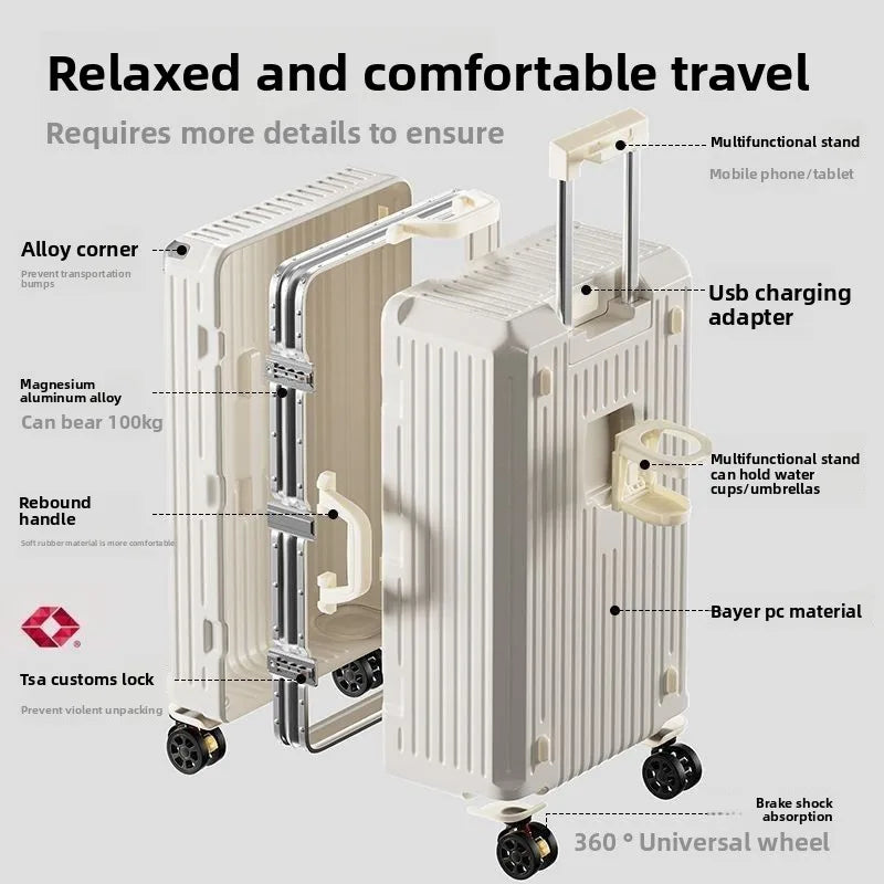 Aluminum Frame Five-Wheel Unisex Luggage