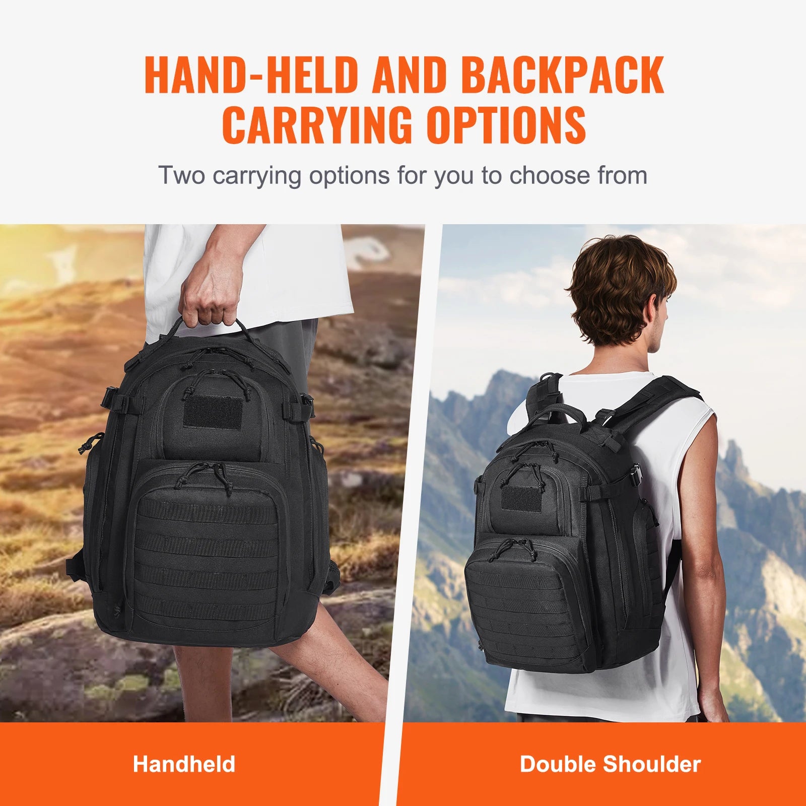 VEVOR 25/40/45L Backpack with Molle Design&Sponge Pad