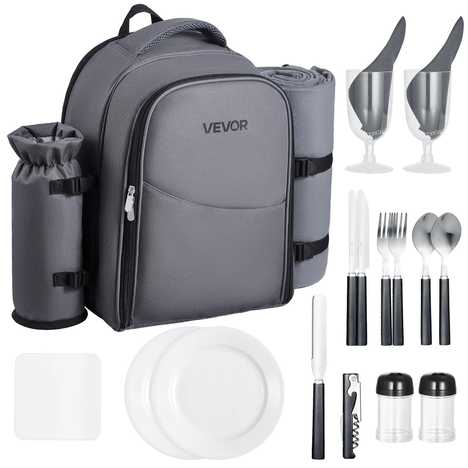 VEVOR Picnic Backpack Bag Lightweight Blanket, Plates, Cutlery