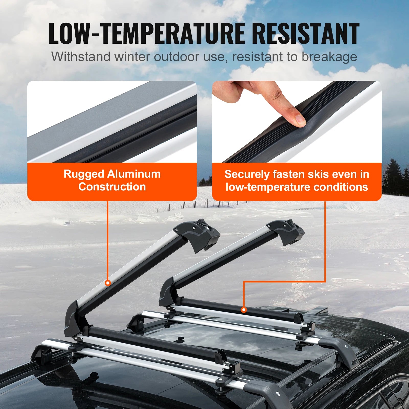 Ski and Snowboard Roof Rack 31.7-Inch Universal Ski Rack
