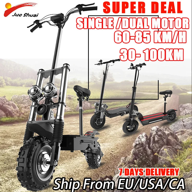 Single Dual Motor Electric Scooter for Adults 85km/h  Foldable E-Scooter