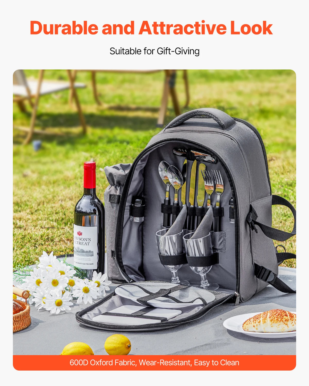 VEVOR Picnic Backpack Bag Lightweight Blanket, Plates, Cutlery