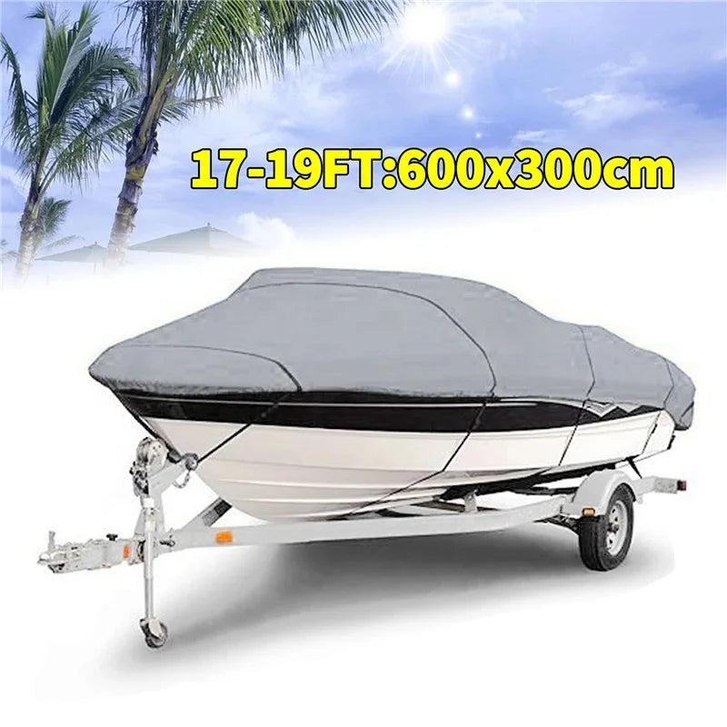 190T Oxford Fabric 11- 22FT Trailerable Yacht Barco Boat Cover Waterproof Anti-UV Marine Trailerable V-shape Canvas Boat Cover
