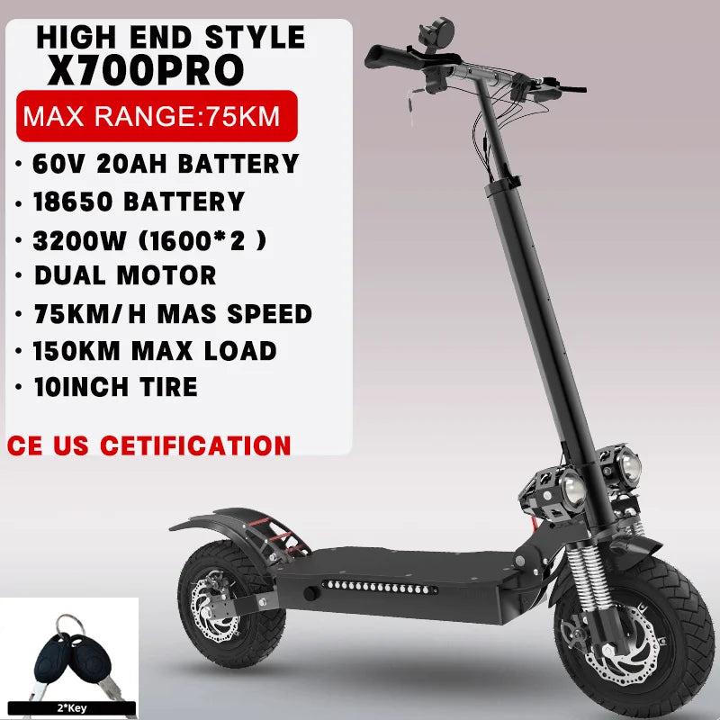 Single Dual Motor Electric Scooter for Adults 85km/h  Foldable E-Scooter