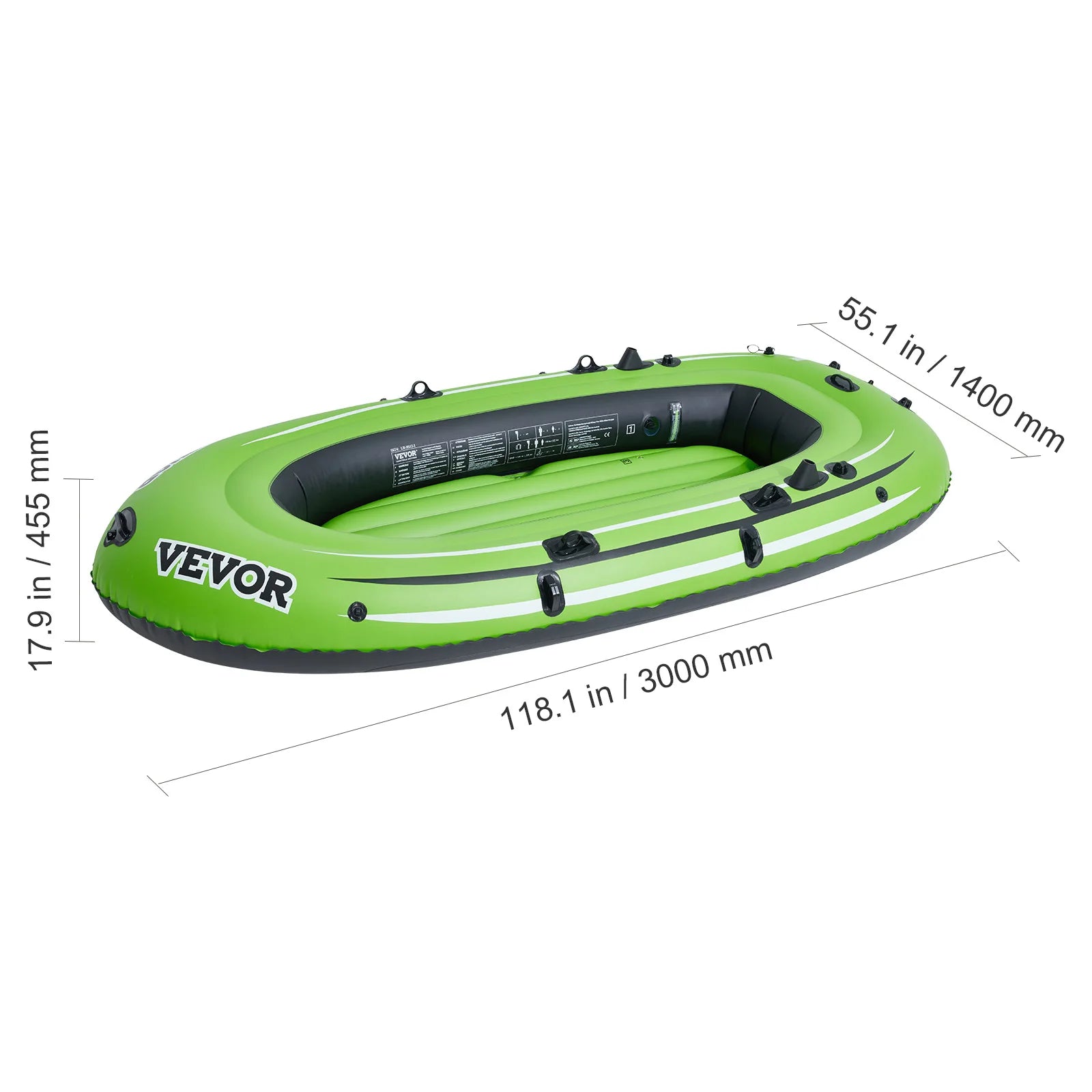 SucceBuy Inflatable Boat 4-Person Aluminum Oars