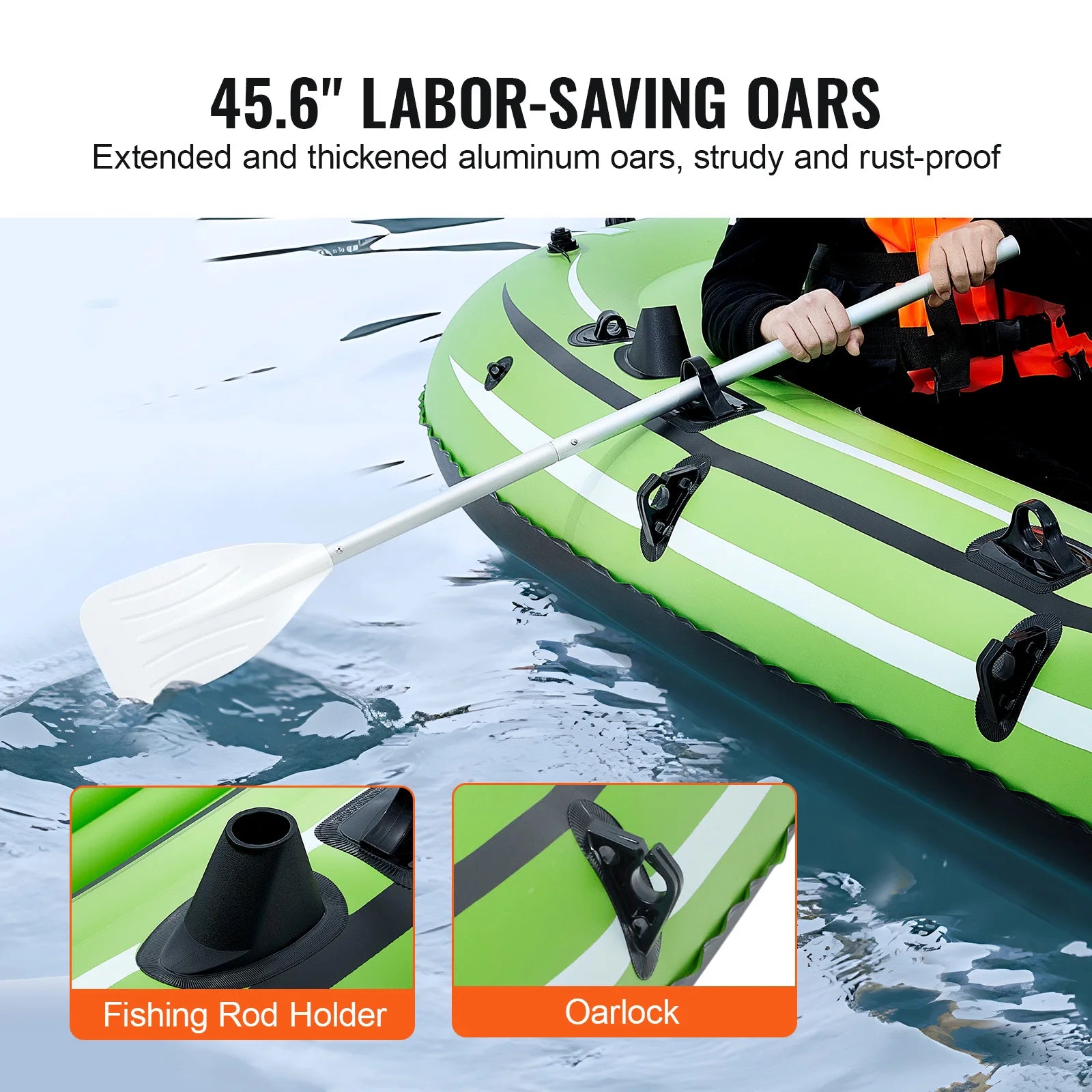 SucceBuy Inflatable Boat 4-Person Aluminum Oars