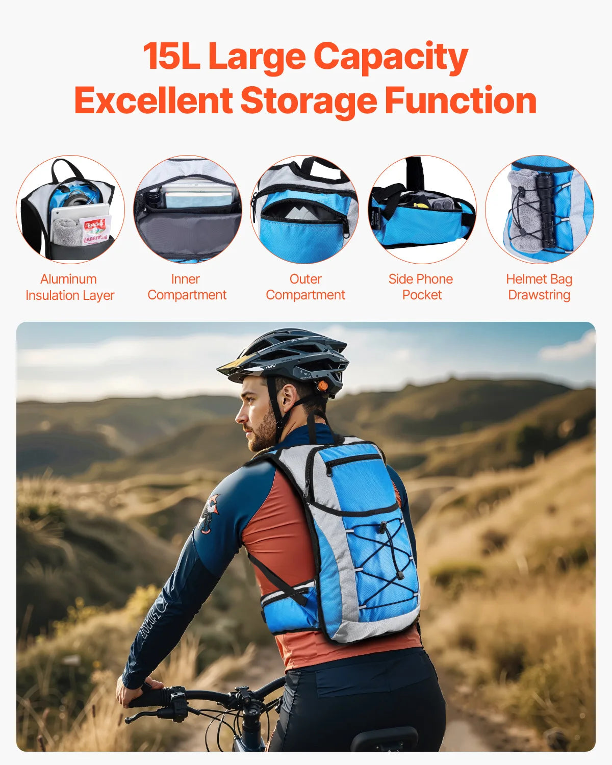VEVOR 15L Hydration Backpack Insulated Hydration Pack