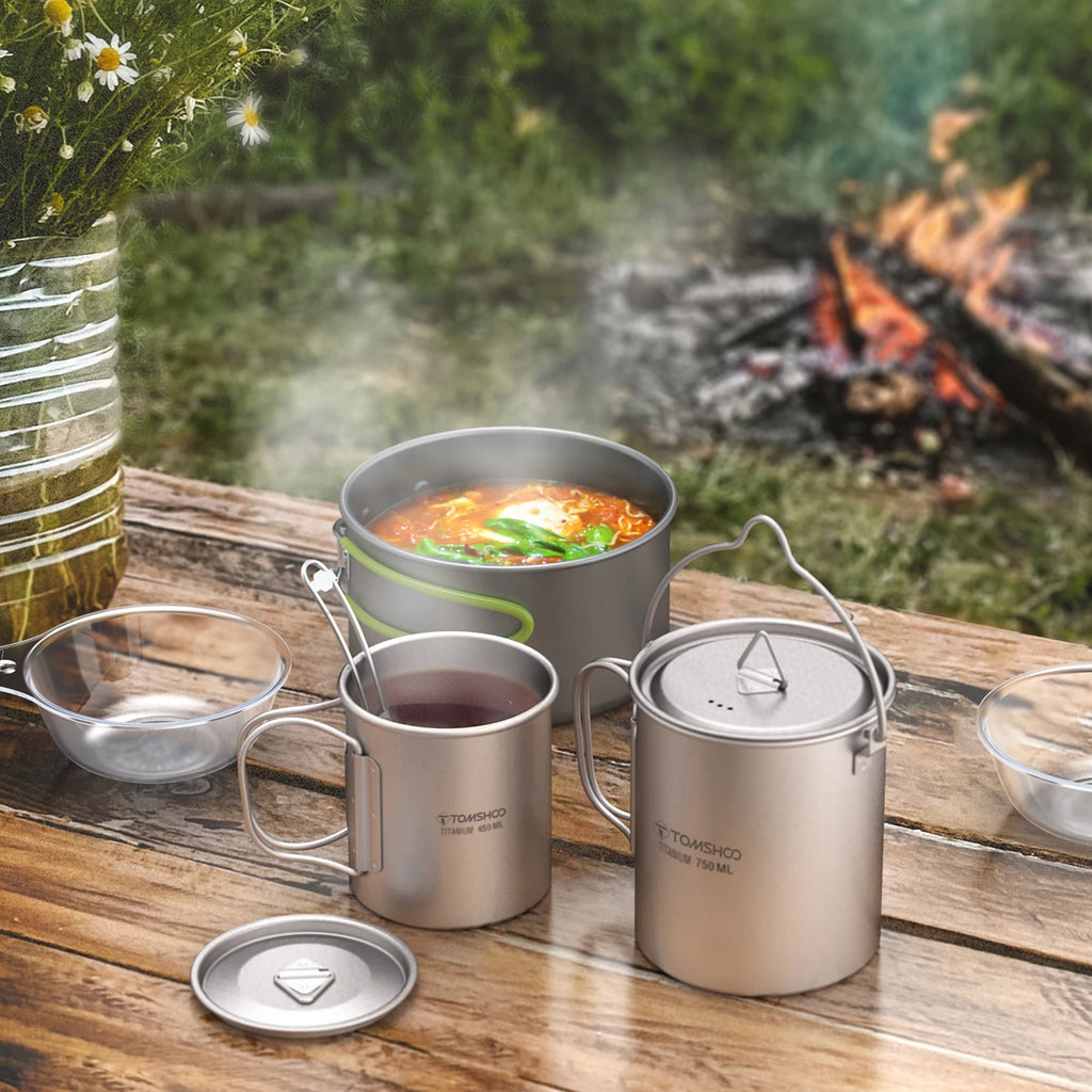 3 PCS Titanium Cookware Set Ultralight