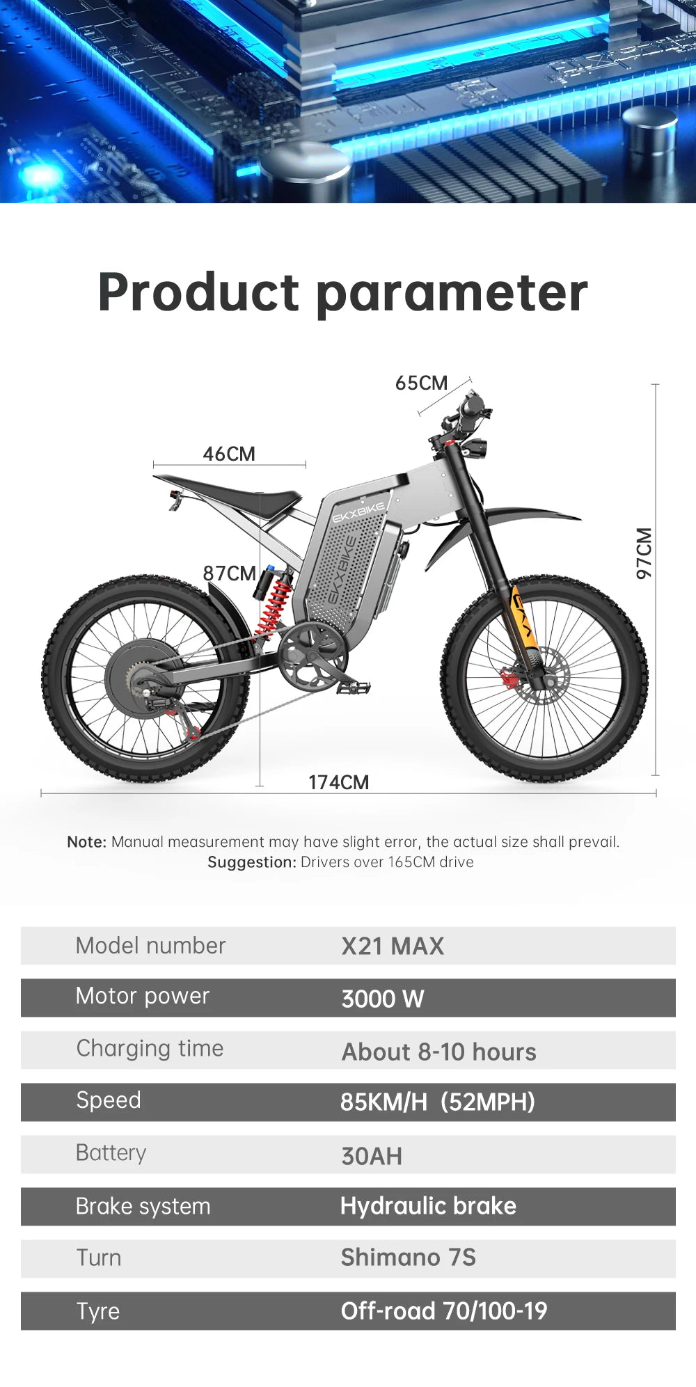EKX X21 Max Electric Motorcycles 3000W Brushless Gearless Motors Speed 85Kmh